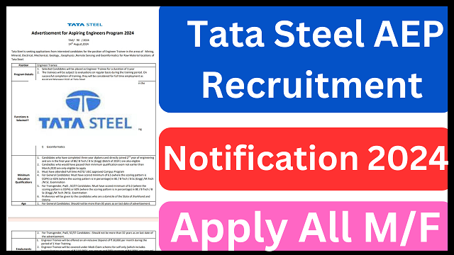 Tata Steel Aspiring Engineers Program AEP Advertisement 2024