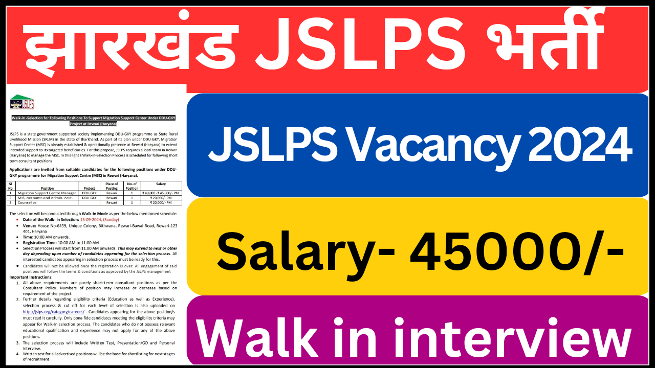 Jharkhand JSLPS Vacancy 2024