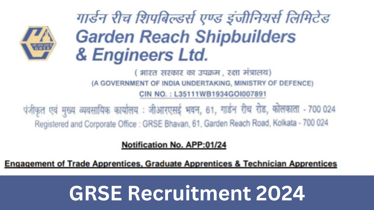 Garden Reach Shipbuilders and Engineers Recruitment 2024