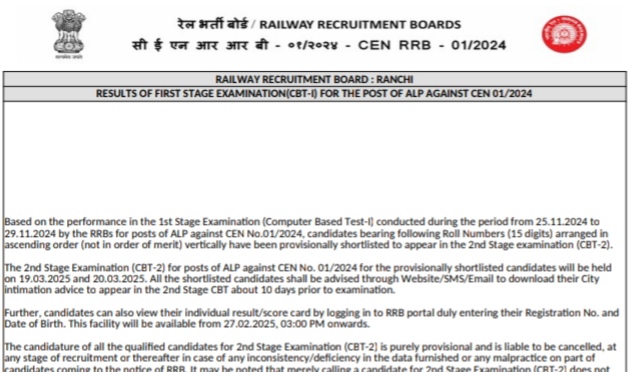 RRB ALP Result 2025