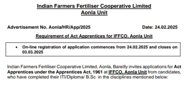 IFFCO Apprentice Recruitment 2025